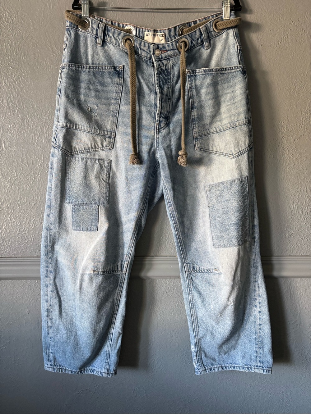 Free People We The Free Moxie Pull-On Barrel Jeans Truest Blue 29